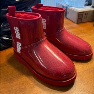 UGG Red Waterproof Rain boots NWOT